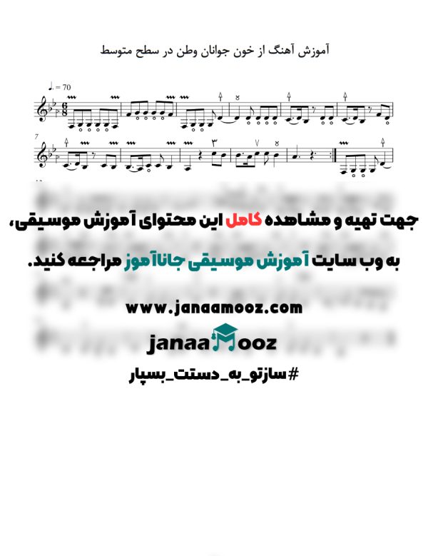 آموزش تصویری آهنگ از خون جوانان وطن با سه تار مدرس الیاس جهانگیر در جاناآموز 05